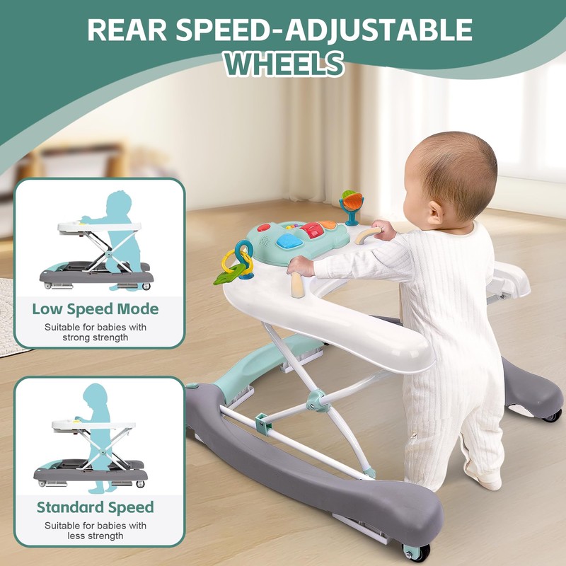 Foldable Baby 5-in-1 Activity Walker - Rocker, Activity Center, Bouncer,