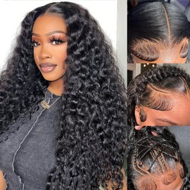 Water Wave Lace Front Wigs Human Hair Pre Plucked Bleached Knots Wet and Wavy 13x6 HD Lace Frontal Wigs for Black Women 200% Density Brazilian Remy Human Hair (Water Wave Wig, 30 Inch)