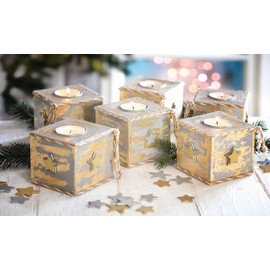 15 A Tea Light Holder 8 cm Hanging Wooden Decorations/VBS Wholesale Pack for Arts and Crafts
