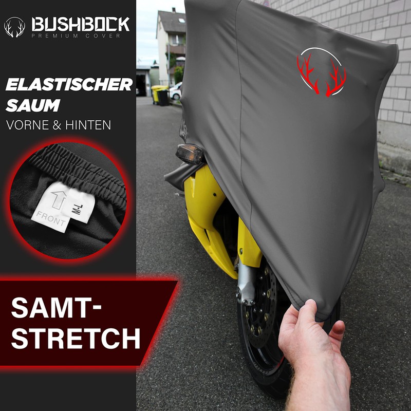 BUSHBOCK® Premium Cover Indoor Motorcycle Tarpaulin Dust Protection Elastic Breathable