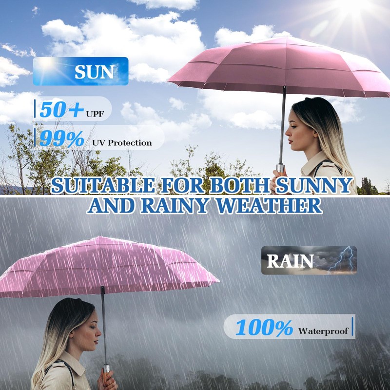 LFLFWY Compact Travel Umbrella Windproof Strong - Large Light Automatic