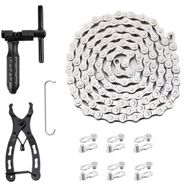 AaiLucky Bike Chain Repair Tool Kit with 6/7/8/9 Single Speed Chain, Chain Breaker with Hook, Bike Link Plier, 6 Pairs Bicycle Buckle for Road Mountain Cycling, Bicycle Accessories