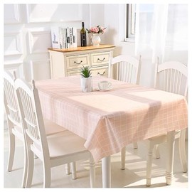 137 * 180cm Pink Plaid Table Covers Checkered PVC Tablecloth Waterproof Rectangular Table Cover for Kitchen Dinner Picnic Party, 2Pcs
