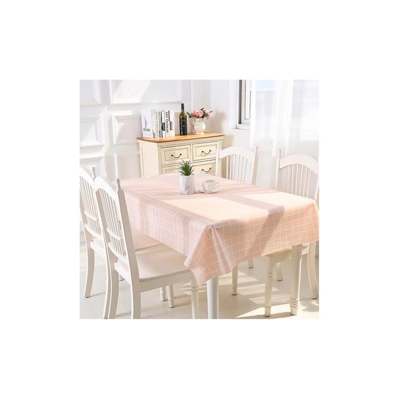 137 * 180cm Pink Plaid Table Covers Checkered PVC Tablecloth