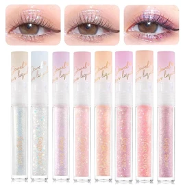 Gege bear Starry Liquid Glitter Shadow Liquid Eyeshadow, Glitter, Solid Color, Stick Eye Shadow, Teardrop Bag, 8 Colors, Starry Sand Liquid Eye Shadow, Long Lasting, Highly Colorful, Transparent,