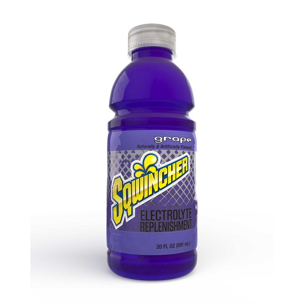 Sqwincher 20 oz Wide Mouth Ready to Drink Electrolyte Replacement Bottle, Grape 030532-GR (Case of 24)