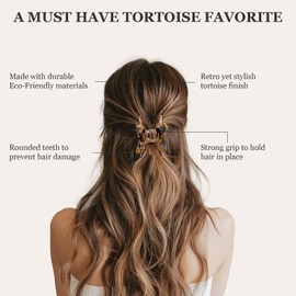 4Pcs Hair Clips for Women - Tortoise Flower Hair Clips & Stylish Claw Clips for Thick/Thin Hair | Non-Slip Strong Hold Durable Small Hair Claw Clips for Teen Girls Thin/Thick Hair Accessories