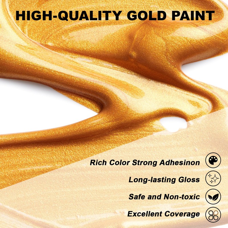 Snailmart 1/2 Gallon (67 oz) Gold Acrylic Paint Metallic，Extra-Large 2