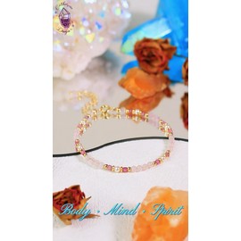 Unbranded Rose Quartz Pink Tourmaline Beaded Bracelet Healing Self-love Crystal Bracelet