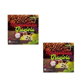 Mangostana Graviola Coffee - Pack of 2-10 Sachets Per Pack - 21 Gram Per Sachet - 6 in 1 Instant Coffee - Non-Dairy Creamer, Pure Coffee, Mangosteen Extract, Guyabano Leaves, Stevia