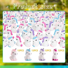 Kotkiddy Pack of 48 Mini Resin Unicorn, Miniature Unicorn Figures for Hiding Garden Landscape Aquarium Dollhouse Birthday Party Room Crafts Decoration