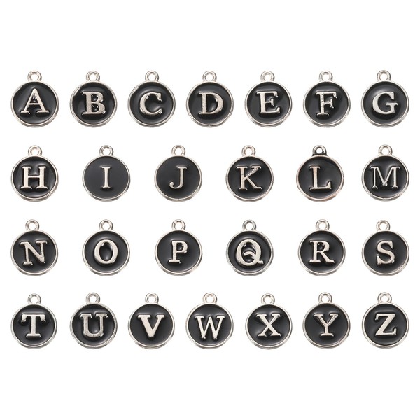 sourcing map Alphabet A-Z Enamel Letter Charm Jewelry Charm Enamel