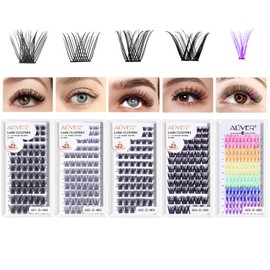 Eyelash Extensions Cluster Lashes False Eyelash Extension Kit 8-10-12-14-16 mm Mixed Length 72 Pieces D Curl Wispy Clusters Natural Look DIY at Home