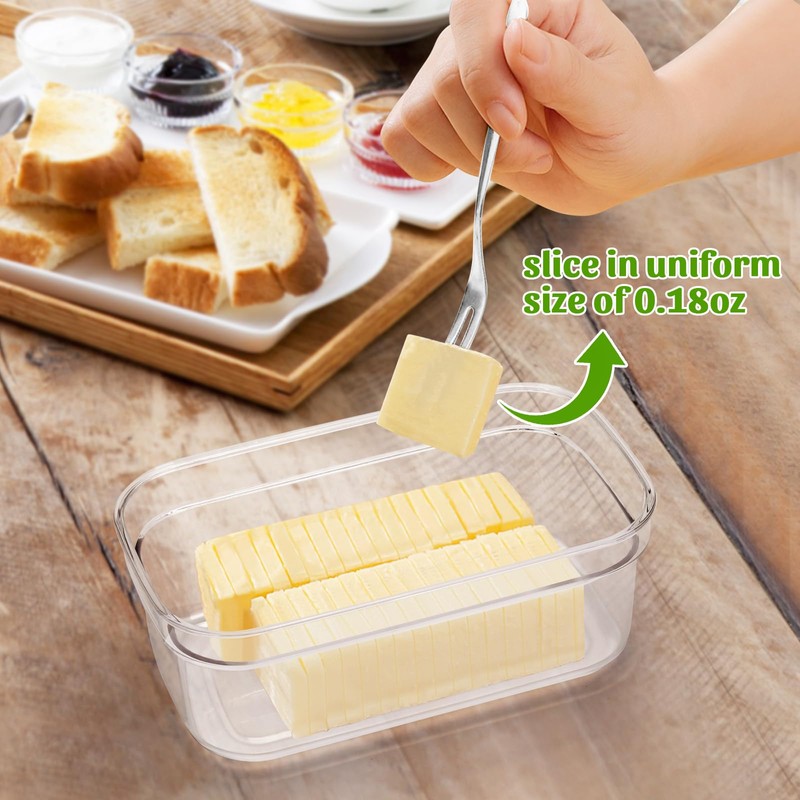 ShineMe Butter Slicer Cutter, Airtight Plastic Butter Dish with Lid,