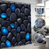 DDQQ 4Pcs Stone Shower Curtain Set with Toilet Lid Cover