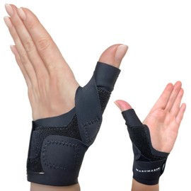 MARUMART【現役35年専門家が開発】大須賀式 手首 親指 固定 薄手 親指付け根 母指cm関節 手首用 親指用 サポーター 手首サポーター 親指サポーター 親指付け根サポーター 左右別 (ブラック, M/左用)