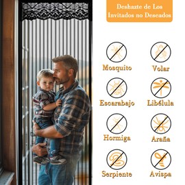 Cortina de Puerta Magnética, Mosquitera de Malla con Cierre Automático, Protección contra Insectos, Fácil de Instalar sin Taladros, Ideal para Puertas de Sala, Balcón y Recámara (100 x 210 cm)