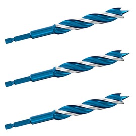 Triangular Tip Wood Drill Bit, Set of 3, Hexagonal Shaft Woodworking Drill, Auger Drill Bit, High Carbon Steel, Blade Diameter 0.6 inches (14 mm), Total Length 6.1 inches (155 mm), DIY Tool for Wood