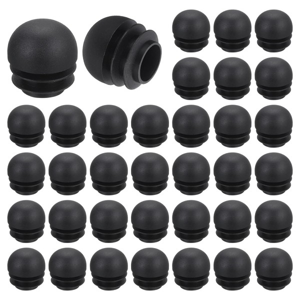 uxcell 36 Pcs Round Plastic Plug, Black Tubing End Cap