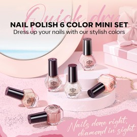 modelones Nail Polish Set 6 Colors Neutral Nude Nail Polish Bubble Bath Quick Dry Skin Tone Glitter Nail Polish Finger Nail Polish Bulk Manicure Diy Nail Art Salon Home Gift For Women Mom Girl