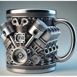 Cool Mens Gifts Engine Mug - Unique Birthday Gifts for Men Car Enthusiasts, Unusual Christmas Stocking Stuffer, Surprise Anniversary Valentines Day for Him, Meaningful Father Day Retirement Dad Gift