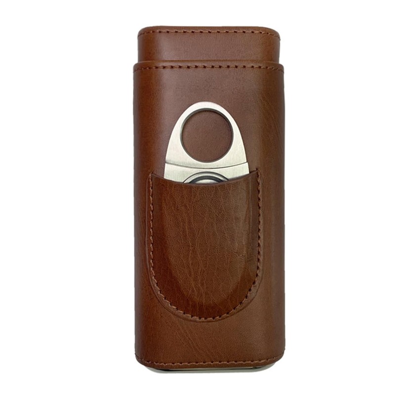 Cigar Case with 3 Tubes, Cigar Box with Cigar Cutter,