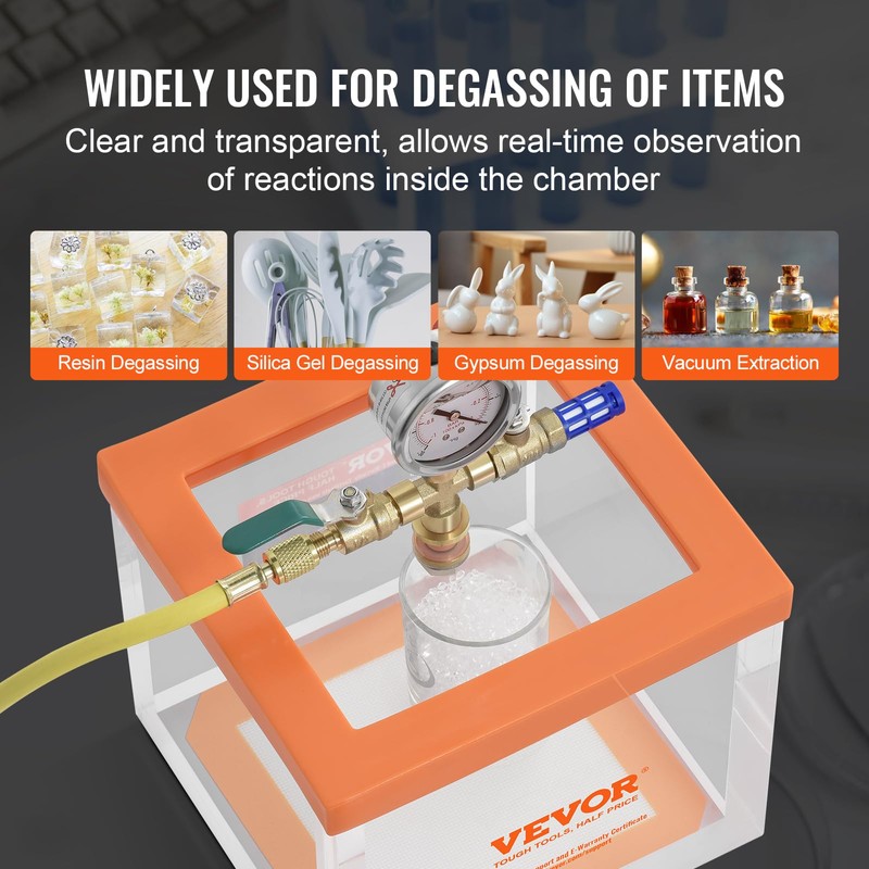 VEVOR 2 Gallon Vacuum Chamber, Upgraded Multipurpose Acrylic Vacuum Degassing