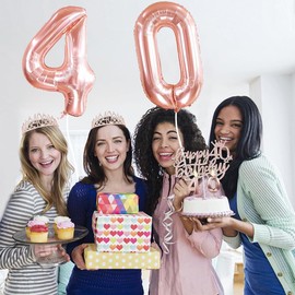 Cangfort Birthday Sash for Women - Rose Gold Shoulder Strap with Princess Crown Tiara for 40th Birthday Girl