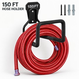 Wall-Mounted Garden Hose Holder – Black Metal Hose Hanger for Garden, Garage, and Outdoor Storage