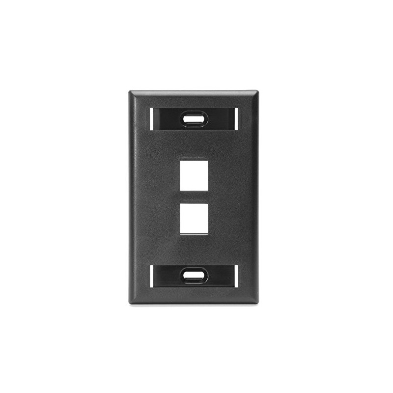 Leviton QuickPort Wallplate with ID Window, Single Gang, 2-Port, 42080-2ES,