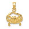 Solid 14k Yellow Gold Crab Pendant (11mm x 16mm)
