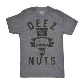 Crazy Dog Mens Holiday Novelty T Shirt Deez Nuts Funny Nutcracker Christmas Pun Shirt Meme Cringe Bro Ugly Sweater Party Tee Dark Heather Grey XL