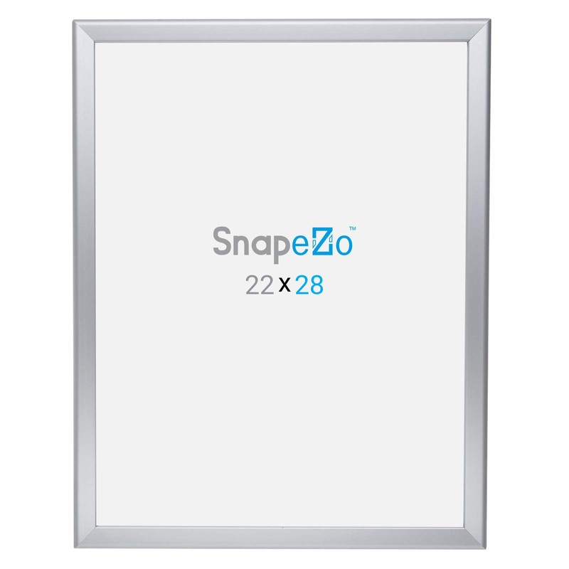 SnapeZo Poster Frame 22x28, Silver, 1.25 Inch Aluminum Profile, Front-Loading