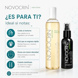 Novocrin Loción y Shampoo - Tratamiento capilar, Inhibe formación de grasa, prolonga el ciclo de vida del cabello con biotecnología - 250  100 ml     