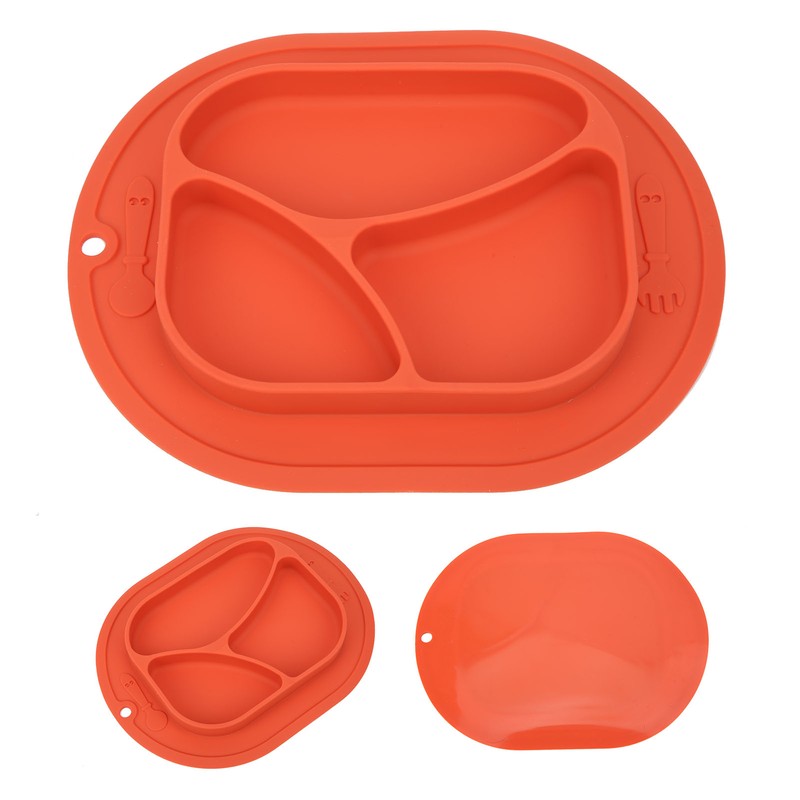 Divided Baby Plate Sucker Suction Cup AntiDrop Bowl Silicone Skidproof