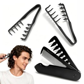 3 Piezas Peine Texturizador para Hombre,2 en 1 Peine Plegable Styling Comb  3 Piezas Peine para Peinar Esponjoso,Unisexo,Apto para Todo Tipo de...    