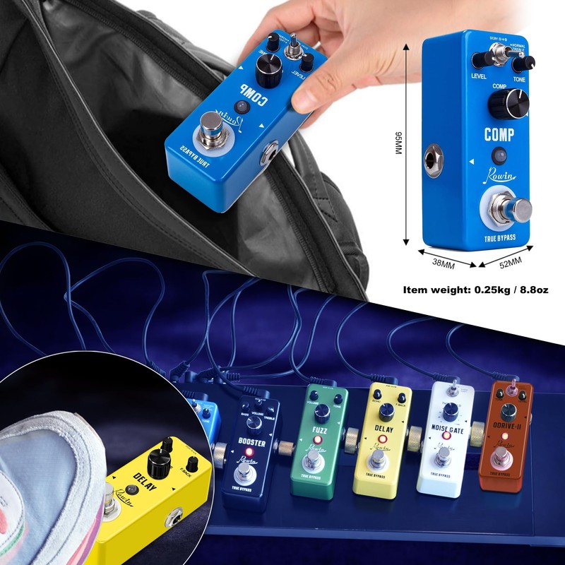 Rowin Pedal de compresor Comp pedal de efecto para guitarra