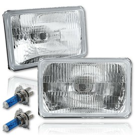 Octane Lighting 4X6 Halogen Semi Sealed Stock Glass H4 Headlight Headlamp Light Bulb 55/60W Pair