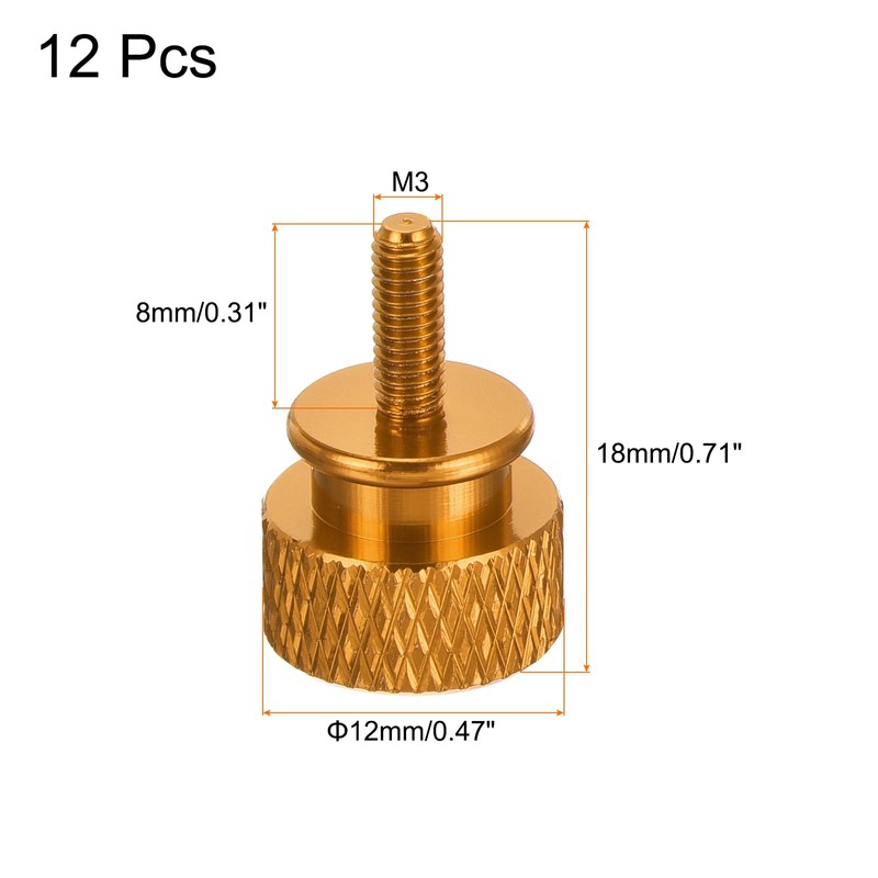 sourcing map 12pcs M3x8mm Knurled Thumb Screw Computer Case Threaded