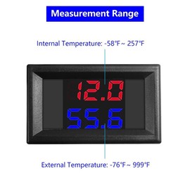 KNACRO 2 Channel -85℉ to 257℉ & -76 ℉ to 999℉ Blue + Red LED Digital high Precision Thermometer Inside and Outside Temperature Industrial Thermometer K Type thermocouple M6 Probe DC 12V 24V CAR(1Pc)