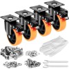4-Inch Swivel Plate Casters Set 4 Heavy Duty 350 Lbs