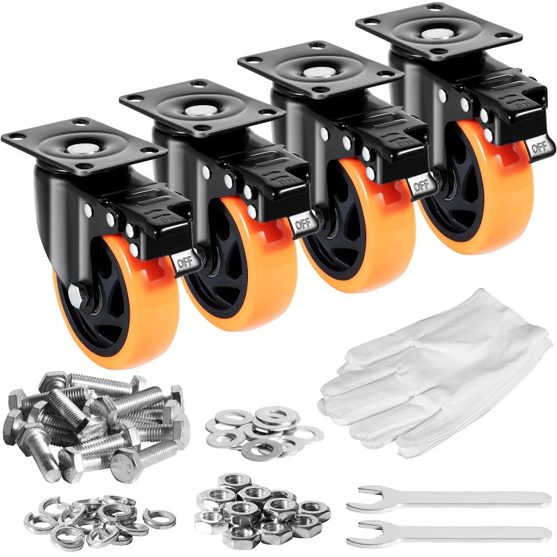 4-Inch Swivel Plate Casters Set 4 Heavy Duty 350 Lbs