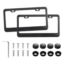 LivTee Carbon Fiber License Plate Frames, 2 Holes Stainless Steel License Plate Covers, 2PCS Car License Plate Holder, Automotive Exterior Accessories, Slim Design with Gasket Cover for US Cars