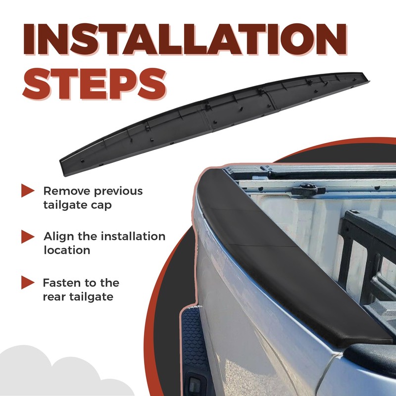 ECOTRIC Tailgate Molding Cap Spoiler Compatible with 2009-2019 Dodge Ram