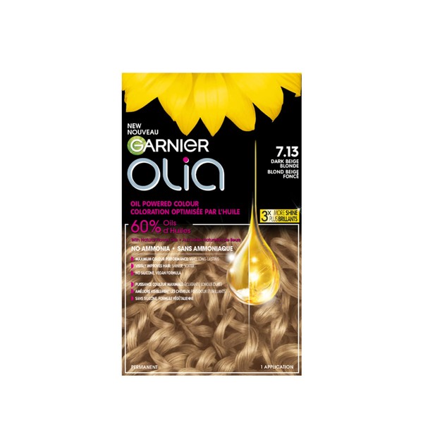 Garnier Olia Permanent Hair Dye, Ammonia-Free Hair Color, 7.13 Dark