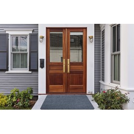 Ottomanson Scrabe Rib Collection Waterproof Non-Slip Rubberback Solid Design 2x3 Indoor/Outdoor Entryway Mat, 2' x 3', Gray