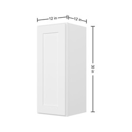 Furinno Shaker Wall Kitchen Cabinet 1-Door-2 Shelves, Ready to Assemble, 12 D x 12 W x 30 H, White
