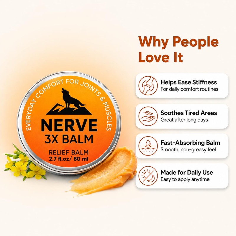 Nerve 3x Balm for Neuropathy, Natural Herbal Joint Care Warming