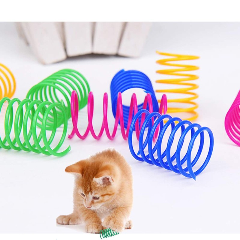 ISMARTEN Pet Wide Colorful Springs Cat Toys Plastic Coil Spiral