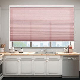 Changshade Size Customized Cellular Shades,Cordless Light Filtering Honeycomb Shade with The Diameter of 1.5 Inch Honeycombs for Office,Living Room,Bedroom,Thermal Insulated,Pink,CMC-CEL-PK-D